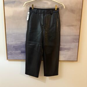 Babaton Black Noir Faux Leather Command Cropped Pants